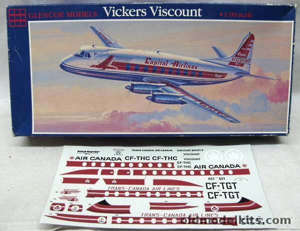 Glencoe 1/96 Vickers Viscount - Capitol - BEA - Scalemaster Air Canada and Trans-Canada Air Lines, 05501 plastic model kit